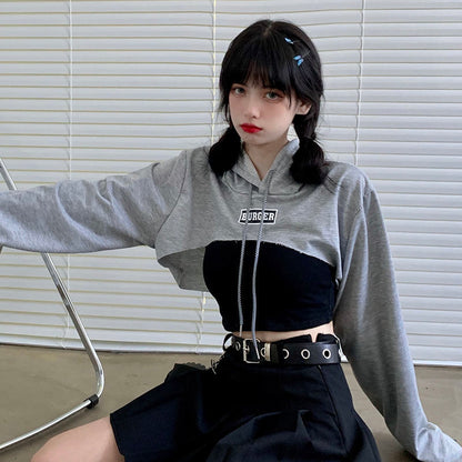 Solid Color Fashion Crop Hoodies