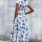 Elegant Lace Stitching Summer Floral Print Long Dress
