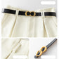High Waist Shorts Female Vintage Belt Loose Shorts