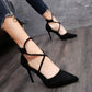 Cross-Strap Suede High Heels Shoes