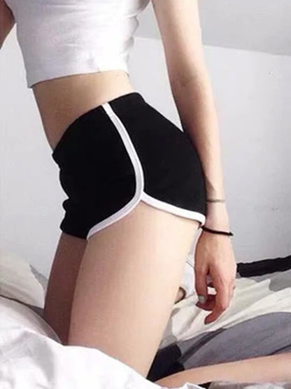 Striped Solid Sports Shorts Women