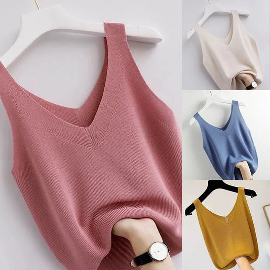 V-Neck Knitting Vintage Top