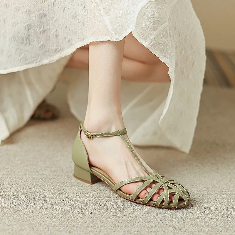 T-shaped Woven Sandals