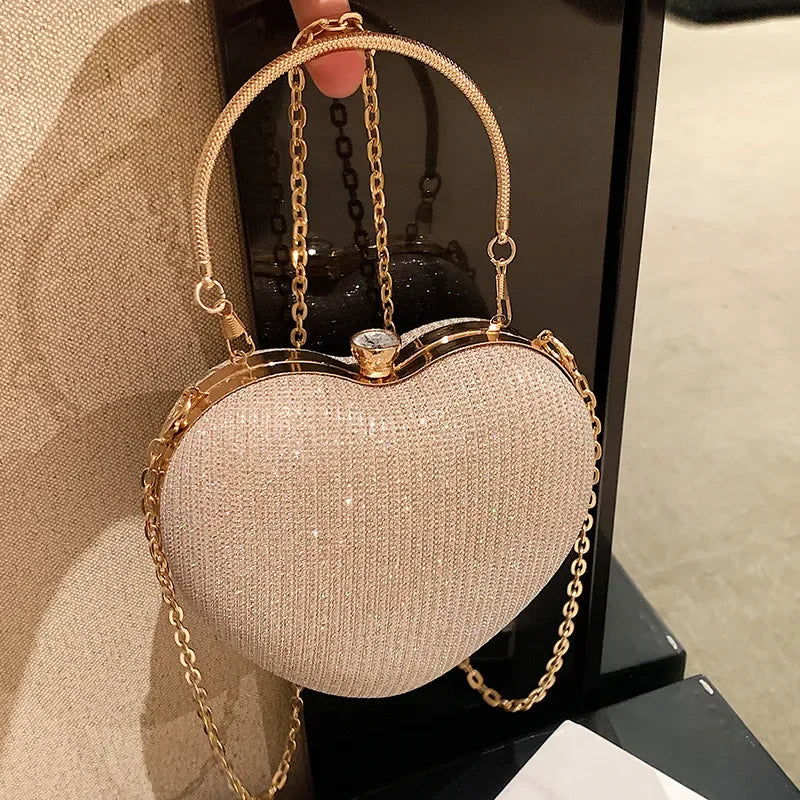 Night Shiny Heart Shape Hand Bag