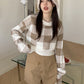 Panelled Plaid Loose New Simple Sweater