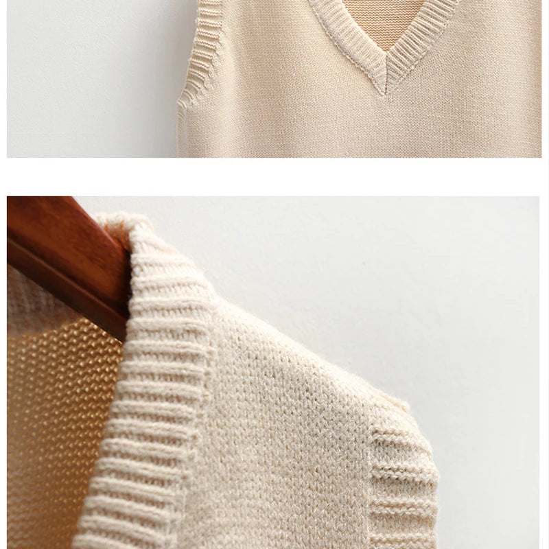 V-Neck Sleeveless Knitted Sweater