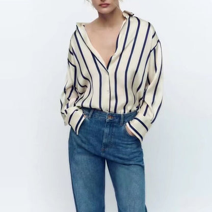 New Fashion Straight Striped Women Shirt