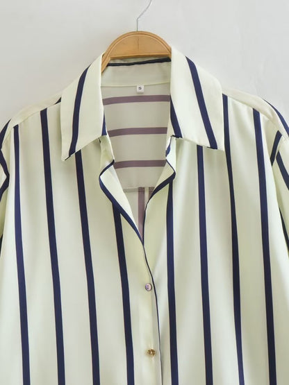 New Fashion Straight Striped Women Shirt