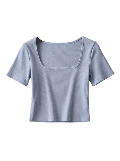 Square Neck Short Sleeve Crop