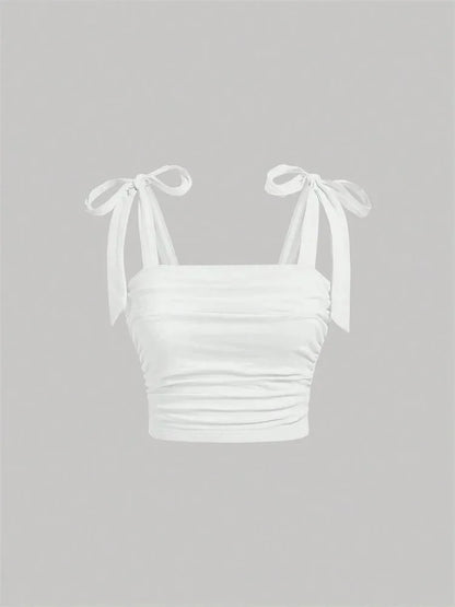 Women’s Pink Tie-Shoulder Crop Top