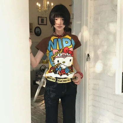 Hello Kitty Cartoon Printed T-shirt