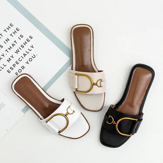 Leather Square Toe Luxury Sandals