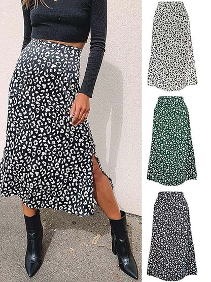 Sexy Leopard Print Chiffon Split Skirt