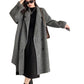 Double-breasted silk Rabbit Woolen Long Overcoat