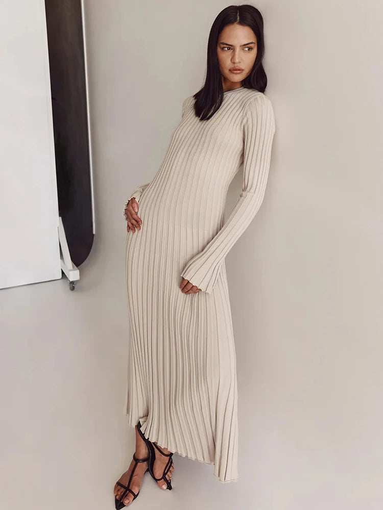 Long Sleeve Loose Knit Maxi Dress