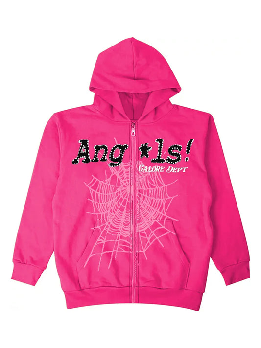Angels Printed Spider Graphic Hooded