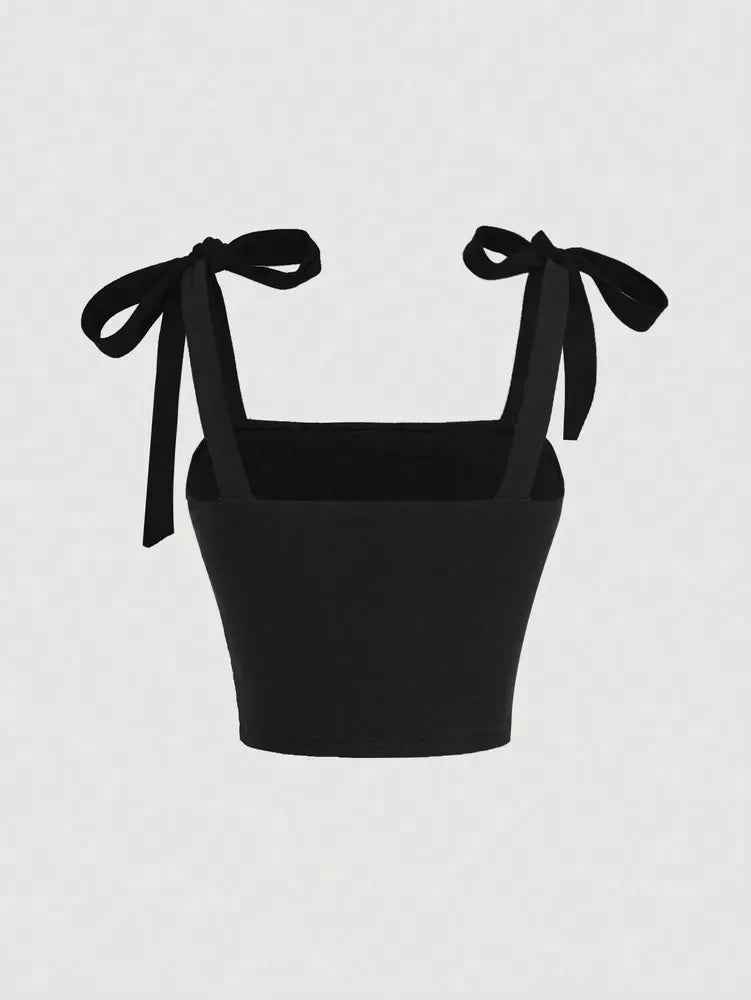 Women’s Pink Tie-Shoulder Crop Top