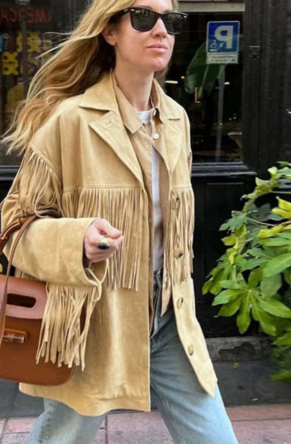 Faux Suede Tassel Women Jacket