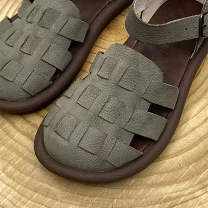 Square Toe Leather Gladiator Sandals