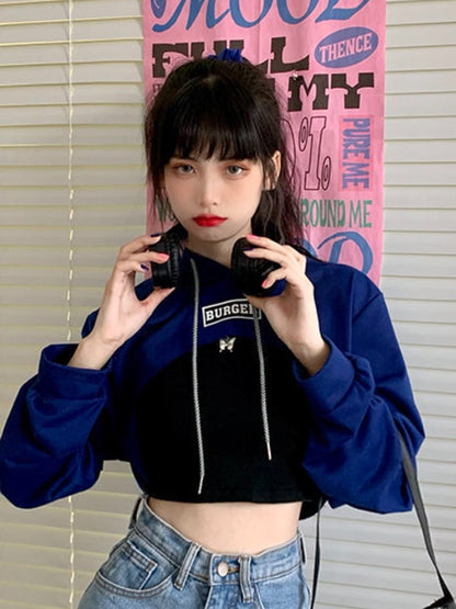 Solid Color Fashion Crop Hoodies