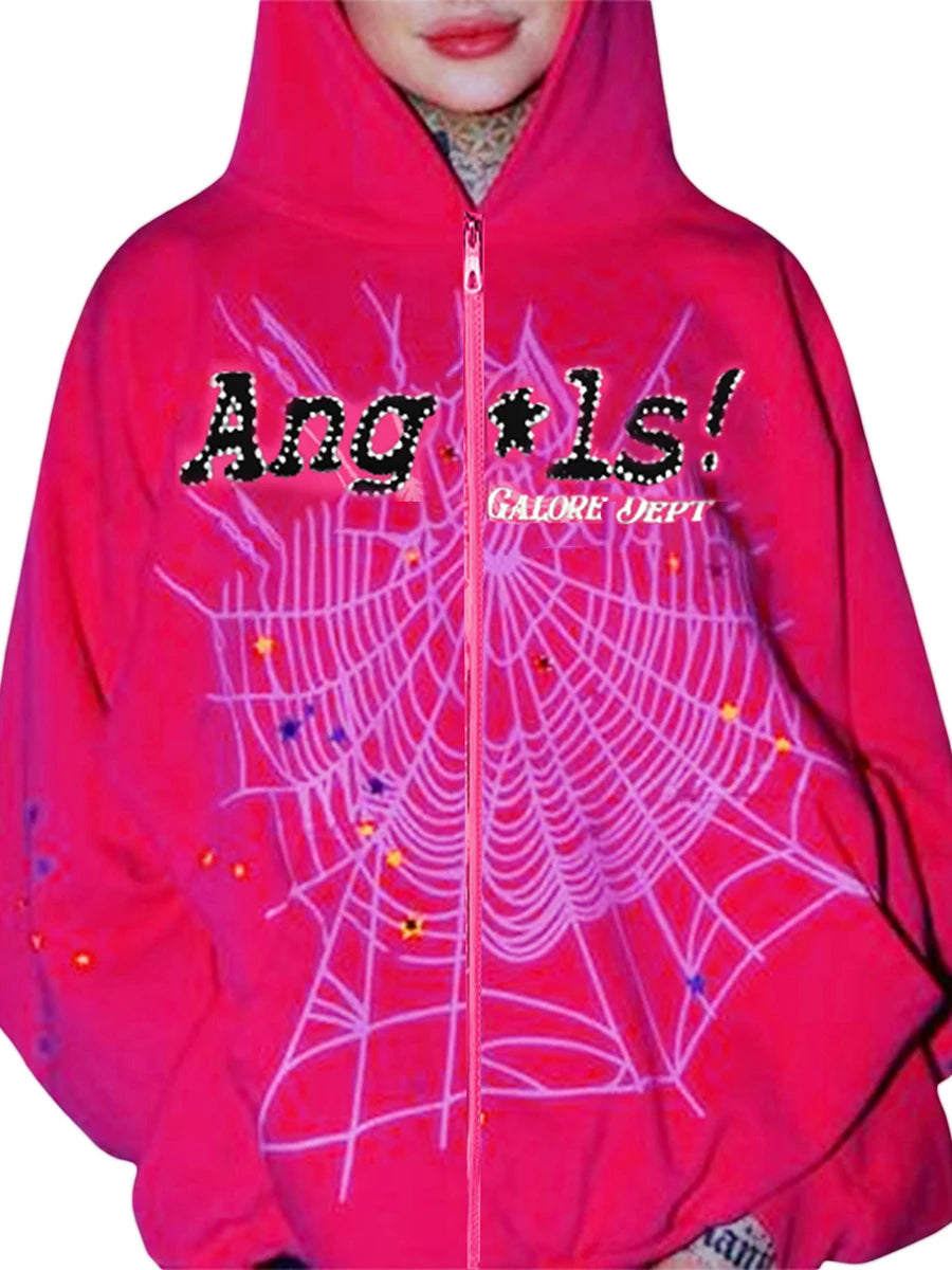 Angels Printed Spider Graphic Hooded