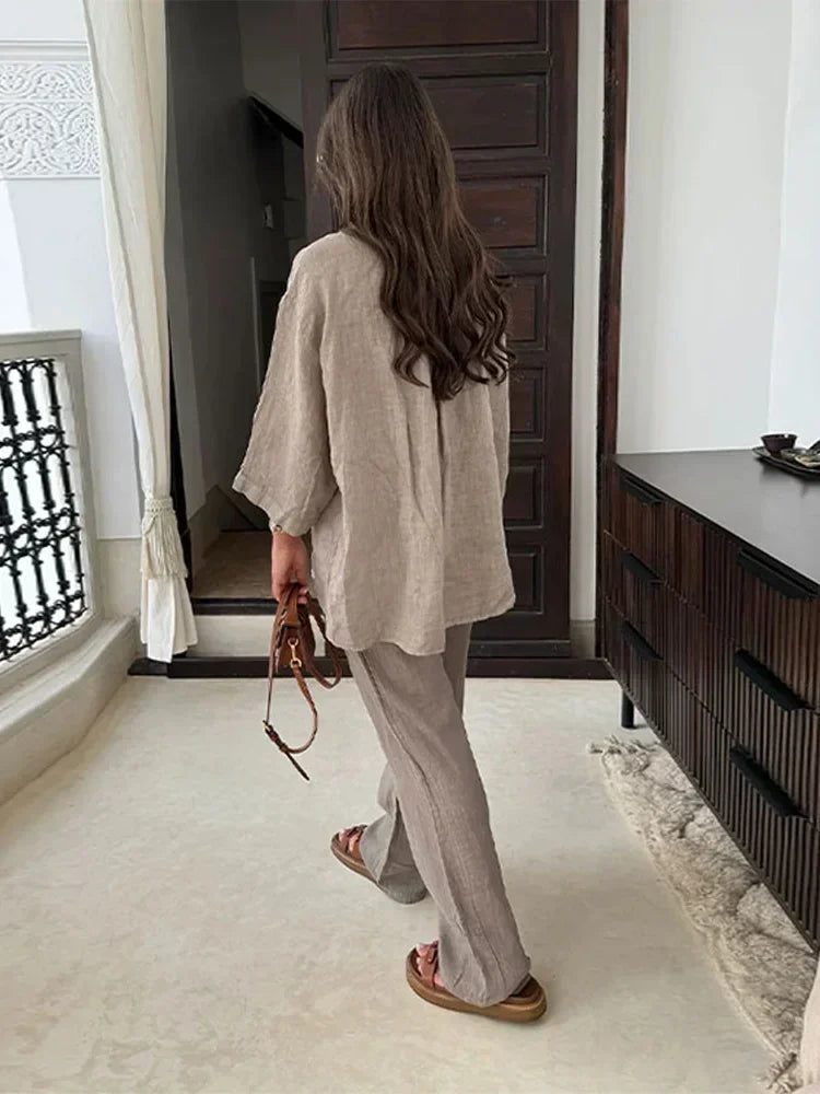 Linen Shirt Pants Suits