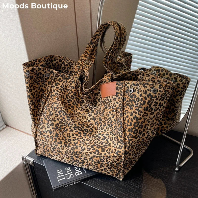 Oversized Leopard Prints Shoulder Bags