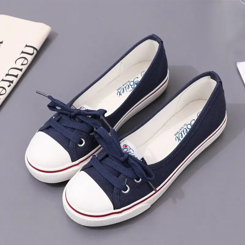 Lace-up casual canvas shoes for women