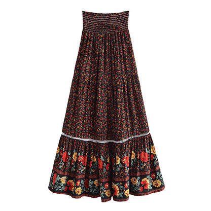 Floral Print Bohemian High Waist Skirt