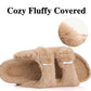 Cork Footbed Plush Slippers For Women