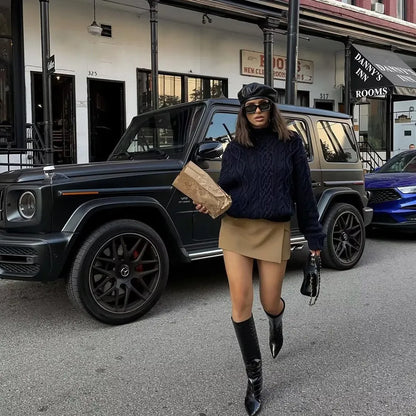 Black Turtleneck Knit Sweater