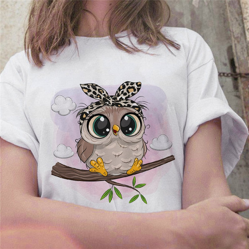 Cute Owl Print T-shirt