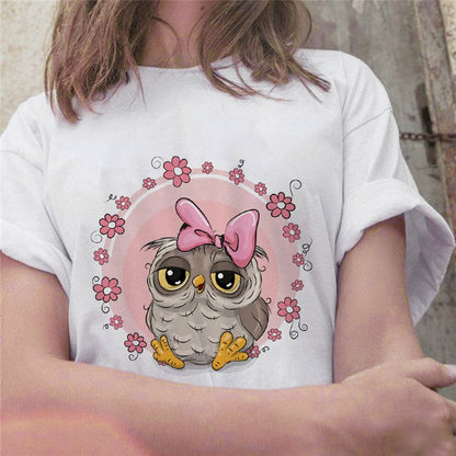 Cute Owl Print T-shirt
