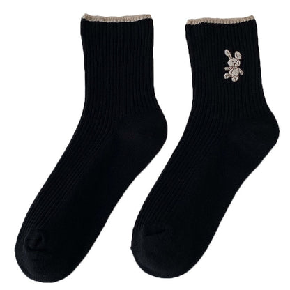 Cute Rabbit Embroidery Casual Socks