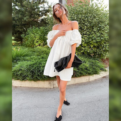 A-line White Women Dress