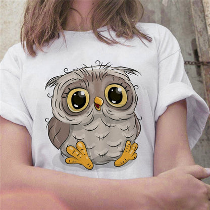 Cute Owl Print T-shirt
