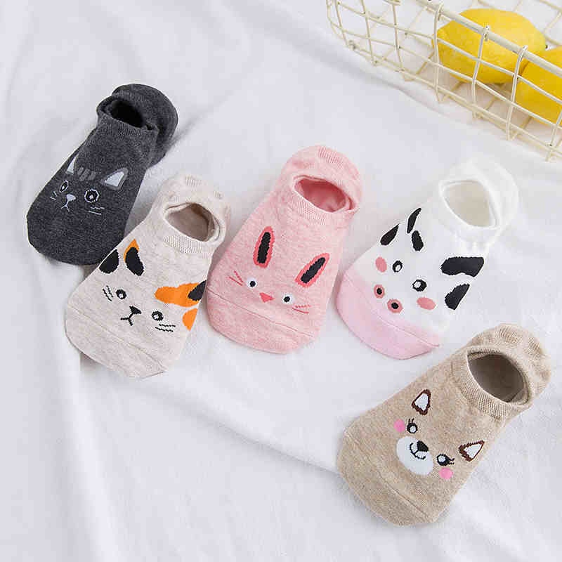 5 Pairs/lot Cute Animal Short Socks Set