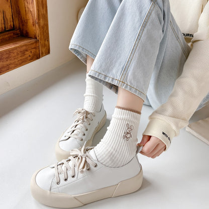 Cute Rabbit Embroidery Casual Socks