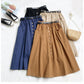 Cotton Button Pocket Mid-length Skirt