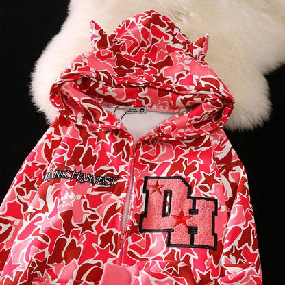 Devil Horn Print Anime Hoodies