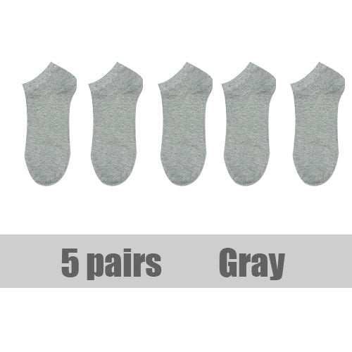 5 Pair Breathable Sports Socks Solid Color
