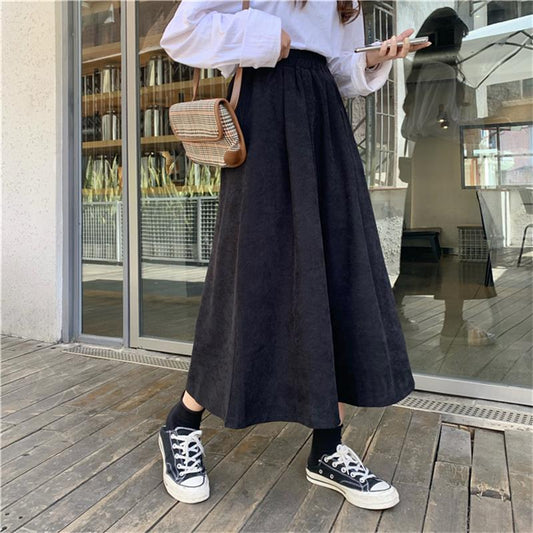 Loose Casual Vintage High Waist Skirt