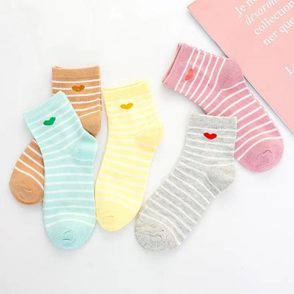 5 Pair Cartoon Feeling Boat Ankle Short Socks