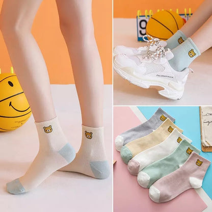 5 Pair Cartoon Feeling Boat Ankle Short Socks