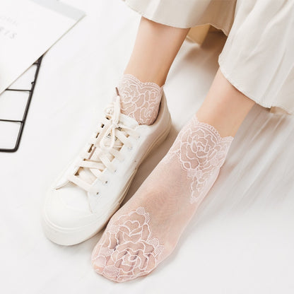 Lolita Women Invisible Lace Socks Thin