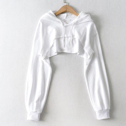 Solid Color Fashion Crop Hoodies