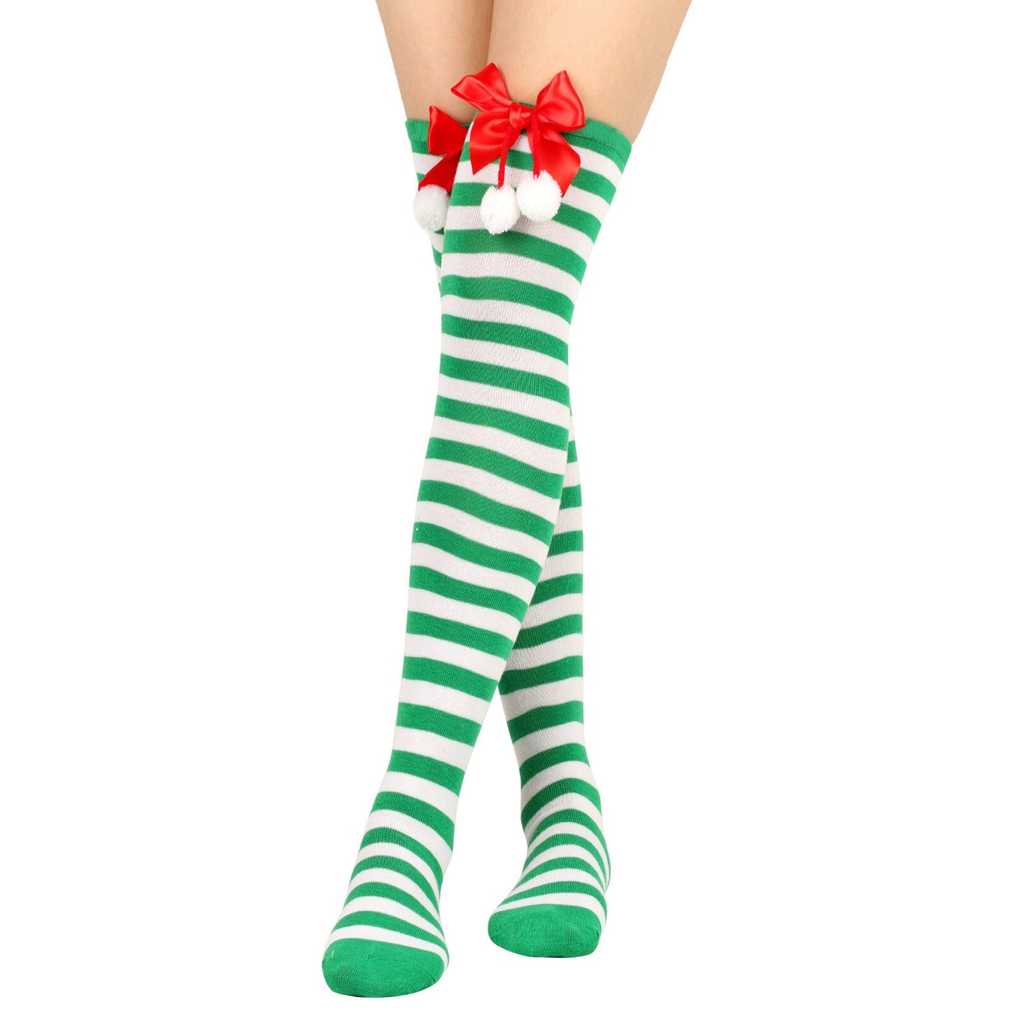 Sexy Black White Striped Long Socks Women Over Knee