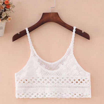 Crop Retro Tassel Lace Halter Neck