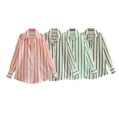New Fashion Straight Striped Women Shirt