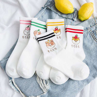 5 Pair Cartoon Feeling Boat Ankle Short Socks